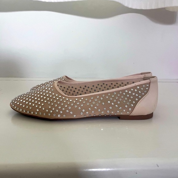 Zara Mesh Sheer Rhinestone Round Ballet Flats - Picture 5 of 8